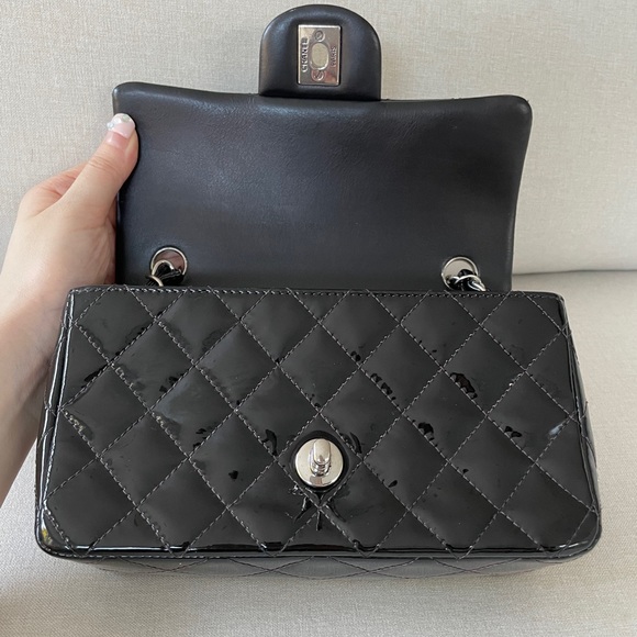 Chanel Black Mini Rectangular Patent Classic Flap Bag - Great Condition - Picture 7 of 11